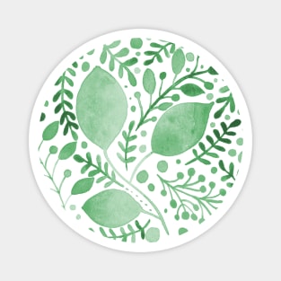 Green watercolor leaves Magnet